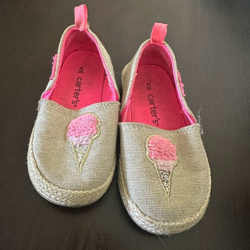 Carters little girls espadrille shoes with ice cream patch